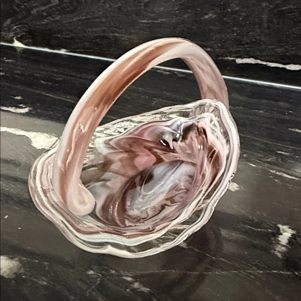 Vintage Hand Made Blown Glass Bowl Swirl Design Murano Style 7